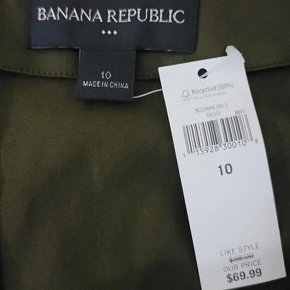 NWT Banana Republic Olive Pleated Skirt Sz 10