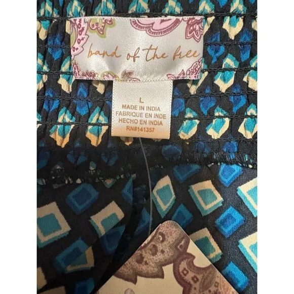 NWT Band of the Free Colette Teal Diamond Mosiac mini Skirt Sz L