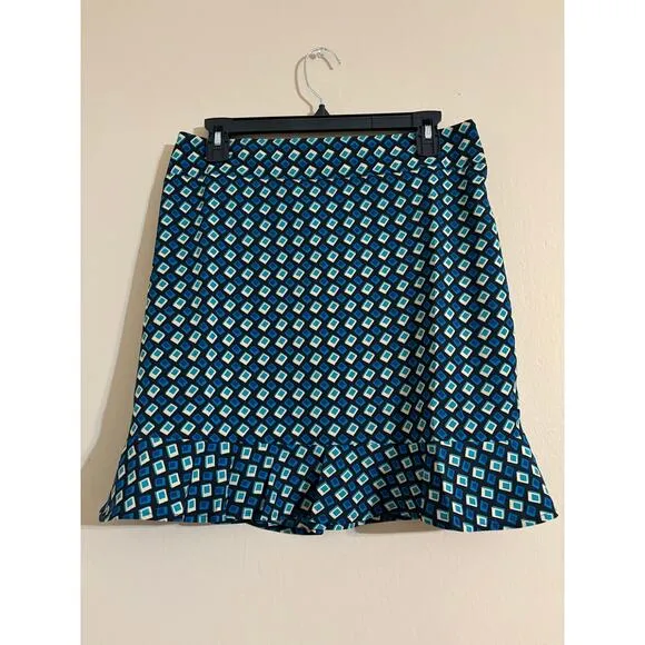 NWT Band of the Free Colette Teal Diamond Mosiac mini Skirt Sz L