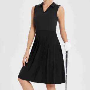 NWT BEALEAF Laureate UPF 50  Sleeveless Pleated Skirt Black Sports Dress