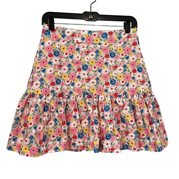 NWT, Boden Floral Poplin Tiered Mini Skirt, Sz 6