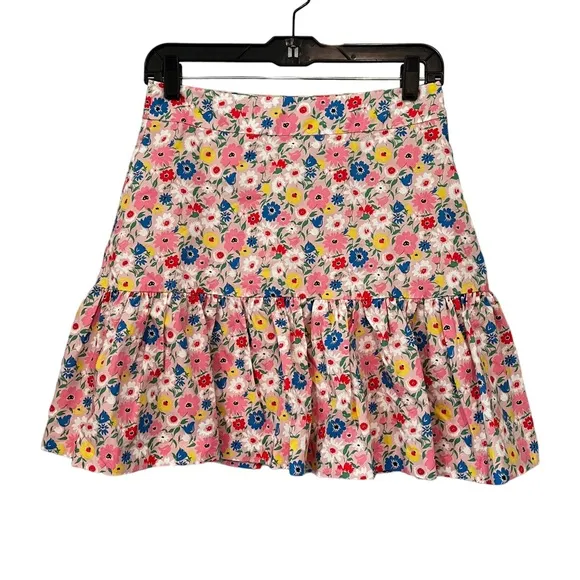 NWT, Boden Floral Poplin Tiered Mini Skirt, Sz 6