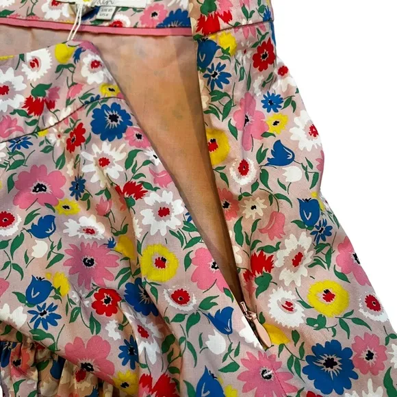 NWT, Boden Floral Poplin Tiered Mini Skirt, Sz 6