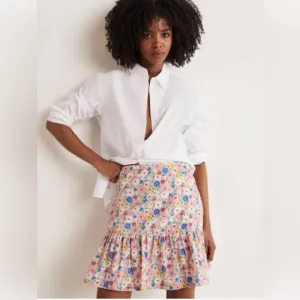 NWT, Boden Floral Poplin Tiered Mini Skirt, Sz 6