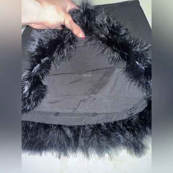 NWT Express Black Fur Trim Mini Skirt
