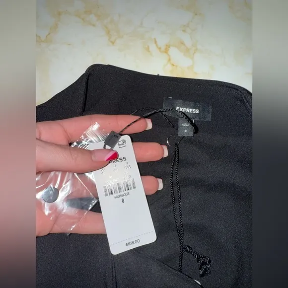 NWT Express Black Fur Trim Mini Skirt