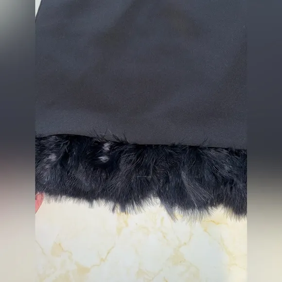 NWT Express Black Fur Trim Mini Skirt
