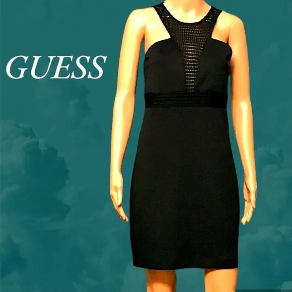 NWT Guess Sleeveless black midi dress