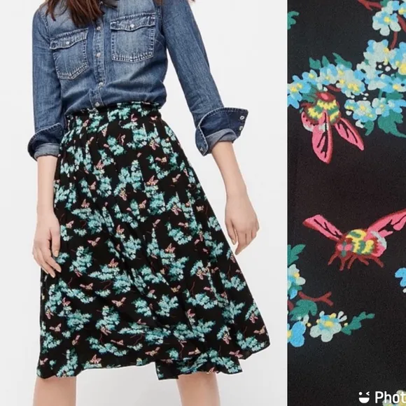 NWT J. Crew Botanical Bees Pleated Skirt
