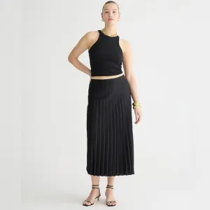 NWT J. Crew Gwyneth pleated slip skirt in Black Lagenlook