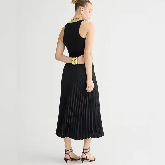 NWT J. Crew Gwyneth pleated slip skirt in Black Lagenlook
