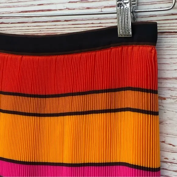 NWT J Crew Pleated Striped Ruffle Midi Skirt Sz 00P