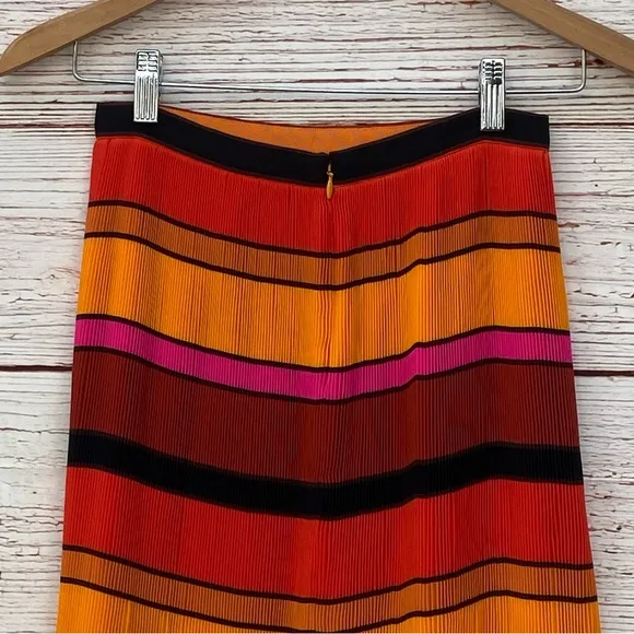 NWT J Crew Pleated Striped Ruffle Midi Skirt Sz 00P