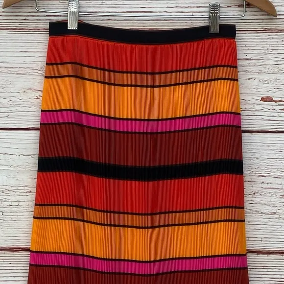NWT J Crew Pleated Striped Ruffle Midi Skirt Sz 00P