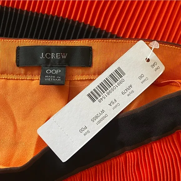 NWT J Crew Pleated Striped Ruffle Midi Skirt Sz 00P
