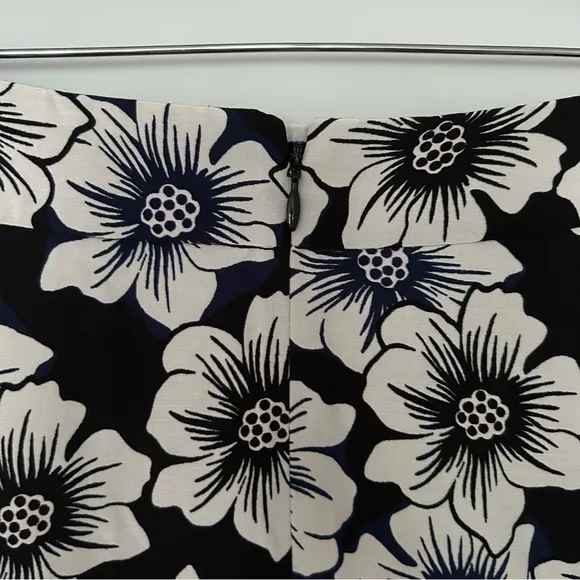 NWT Kade Spade Hollyhock Double Layer Silk Blend Black Floral Print Mini Skirt