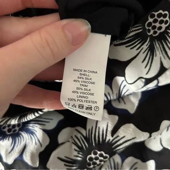 NWT Kade Spade Hollyhock Double Layer Silk Blend Black Floral Print Mini Skirt