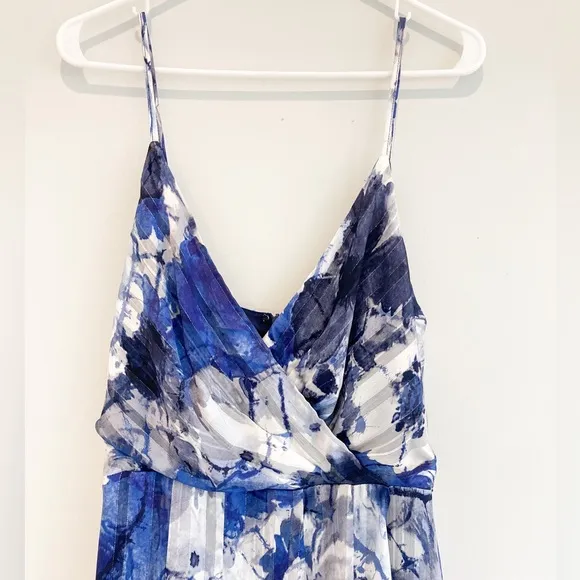 NWT Lulu’s An Enchanting Dream Navy Multi Print High-Low Maxi Dress Size L