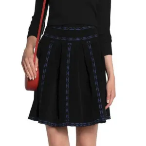 NWT Maje Jerome Skirt Heavy Knit High Waist Jacquard Pleated Mini Sz 3 M