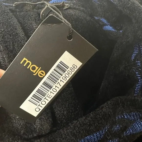 NWT Maje Jerome Skirt Heavy Knit High Waist Jacquard Pleated Mini Sz 3 M
