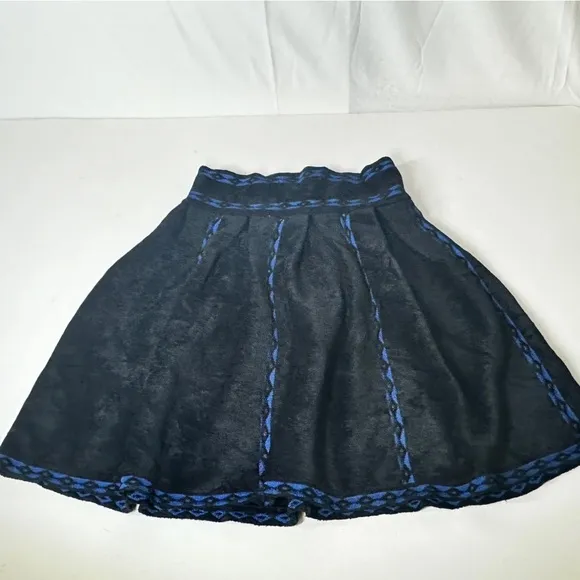 NWT Maje Jerome Skirt Heavy Knit High Waist Jacquard Pleated Mini Sz 3 M
