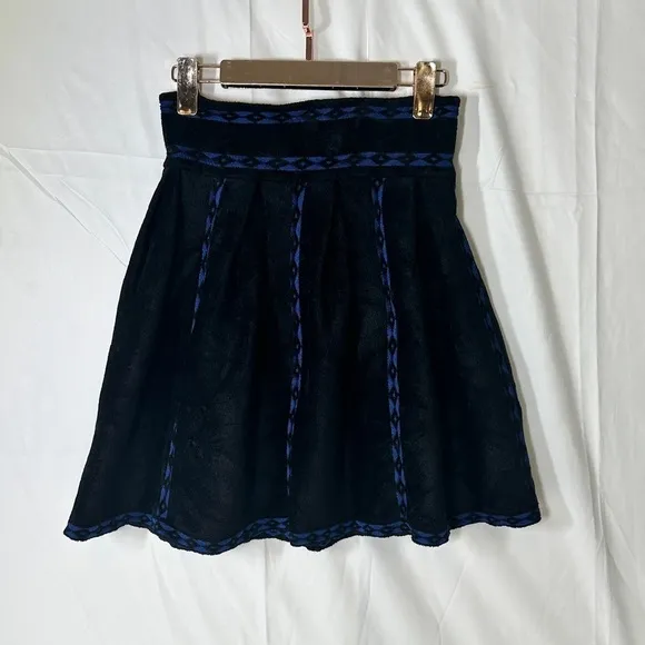 NWT Maje Jerome Skirt Heavy Knit High Waist Jacquard Pleated Mini Sz 3 M