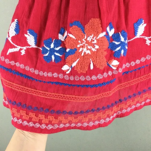 NWT Parker Beach Miami Embroidered Floral Tiered Smocked Pink Mini Skirt Size XS