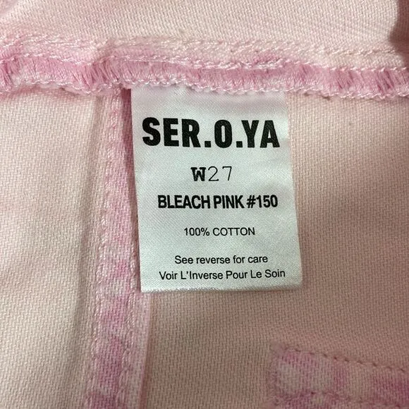NWT SER.O.YA Zuri Low Rise Denim Mini Skirt in Bleach Pink Size 27 Style 1496-16