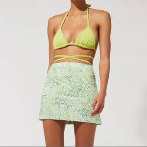 NWT Solid &amp; Striped Ronnie Green Painted Floral Mini Skirt Size Medium