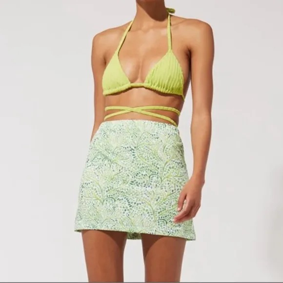 NWT Solid &amp; Striped Ronnie Green Painted Floral Mini Skirt Size Medium