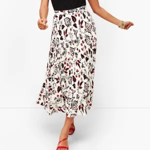NWT Talbots White Berry Paisley Pleated Flounce Hem Maxi Skirt 12
