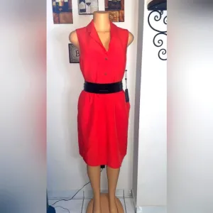 NWT TOMMY HILFIGER RED DRESS SLEEVELESS SIZE 12 belt no included