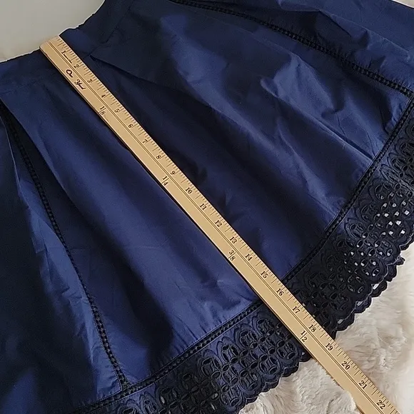 NWT Vineyard Vines Pleated Eyelet Full Skirt sz8 Navy  BinB