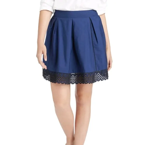 NWT Vineyard Vines Pleated Eyelet Full Skirt sz8 Navy  BinB