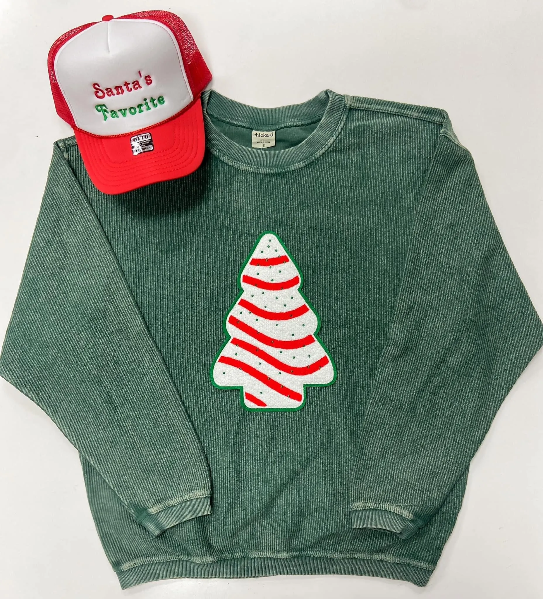 Oh Christmas Tree Patch Corded Sweatshirt