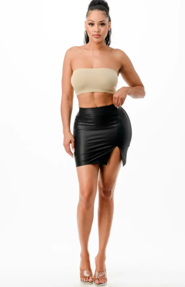 On Point Faux Leather Mini Skort