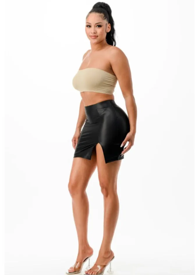 On Point Faux Leather Mini Skort