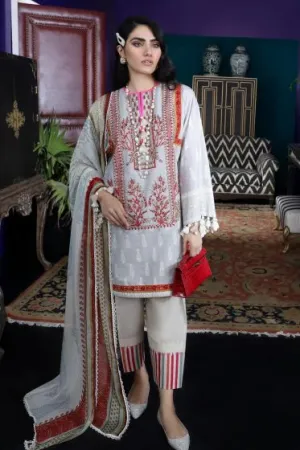 Pakistani designer slub outfit for casual wear in cloud grey color # P2398