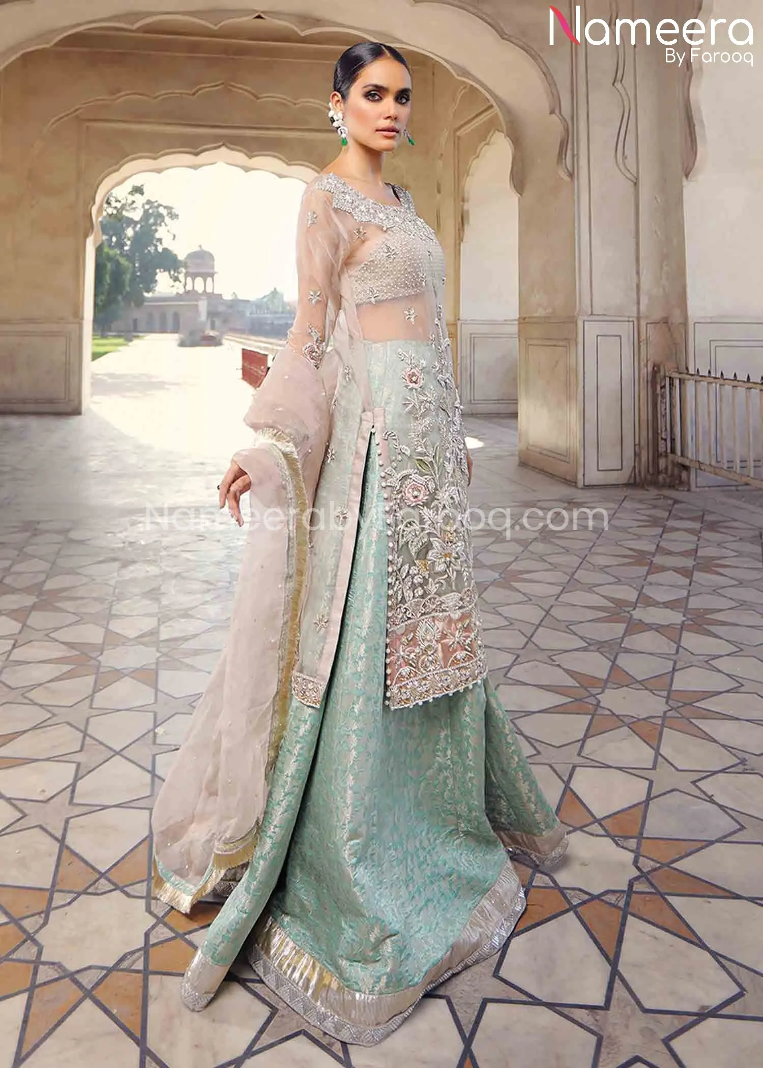 Pakistani Walima Dress for Girl with Dabka Work #BR150