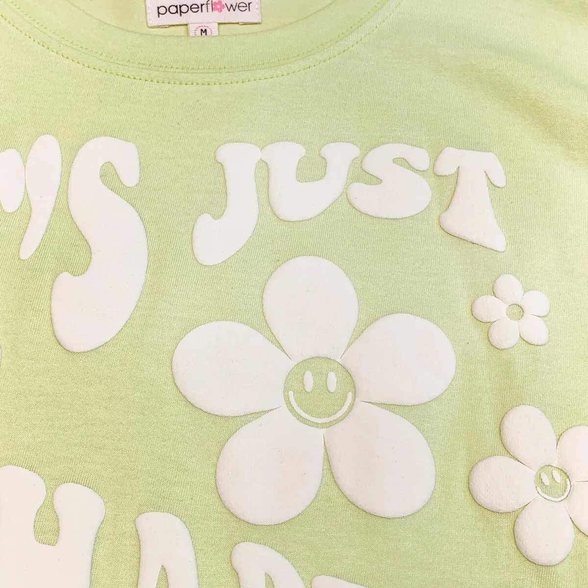 Paper Flower Let's Just Be Happy Crop Tee