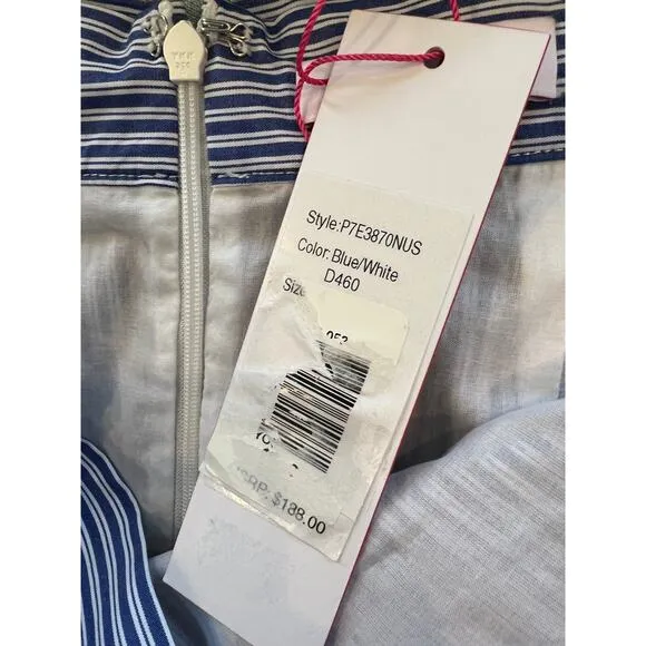 Parker Lambert ruffle mini wrap skirt blue stripe 4