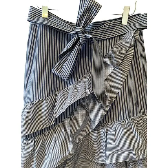 Parker Lambert ruffle mini wrap skirt blue stripe 4