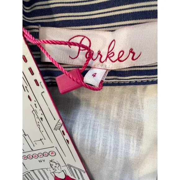 Parker Lambert ruffle mini wrap skirt blue stripe 4