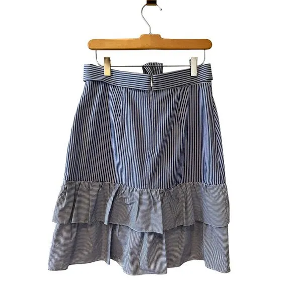 Parker Lambert ruffle mini wrap skirt blue stripe 4