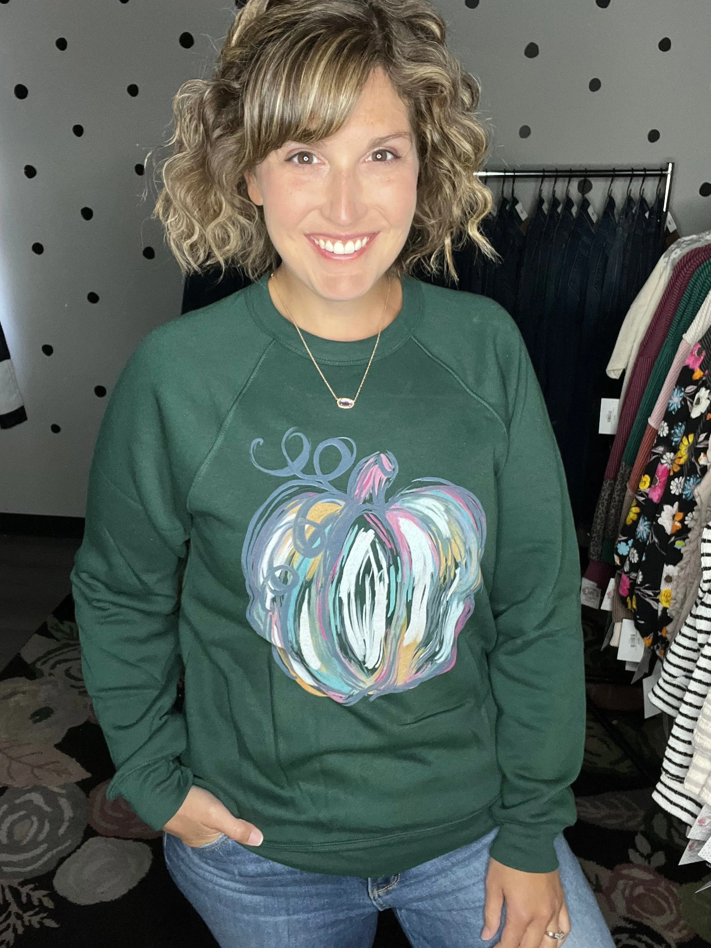 Pastel Strokes Pumpkin - Premium Fleece Sweatshirt