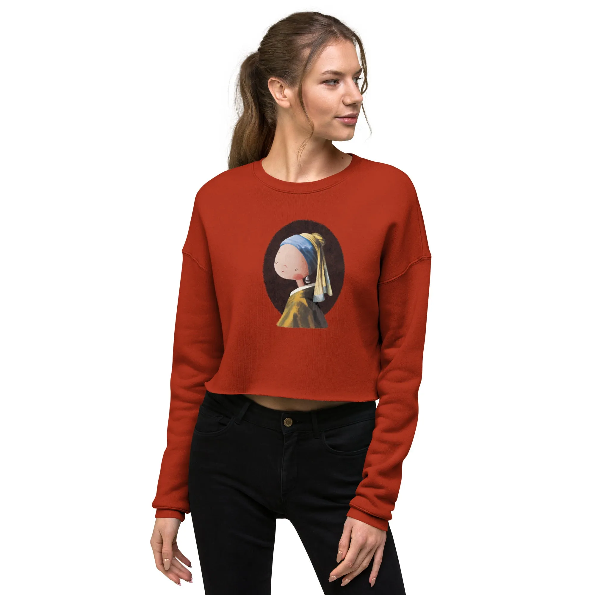 PEARL EARRINGS Women's Crop Sweatshirt