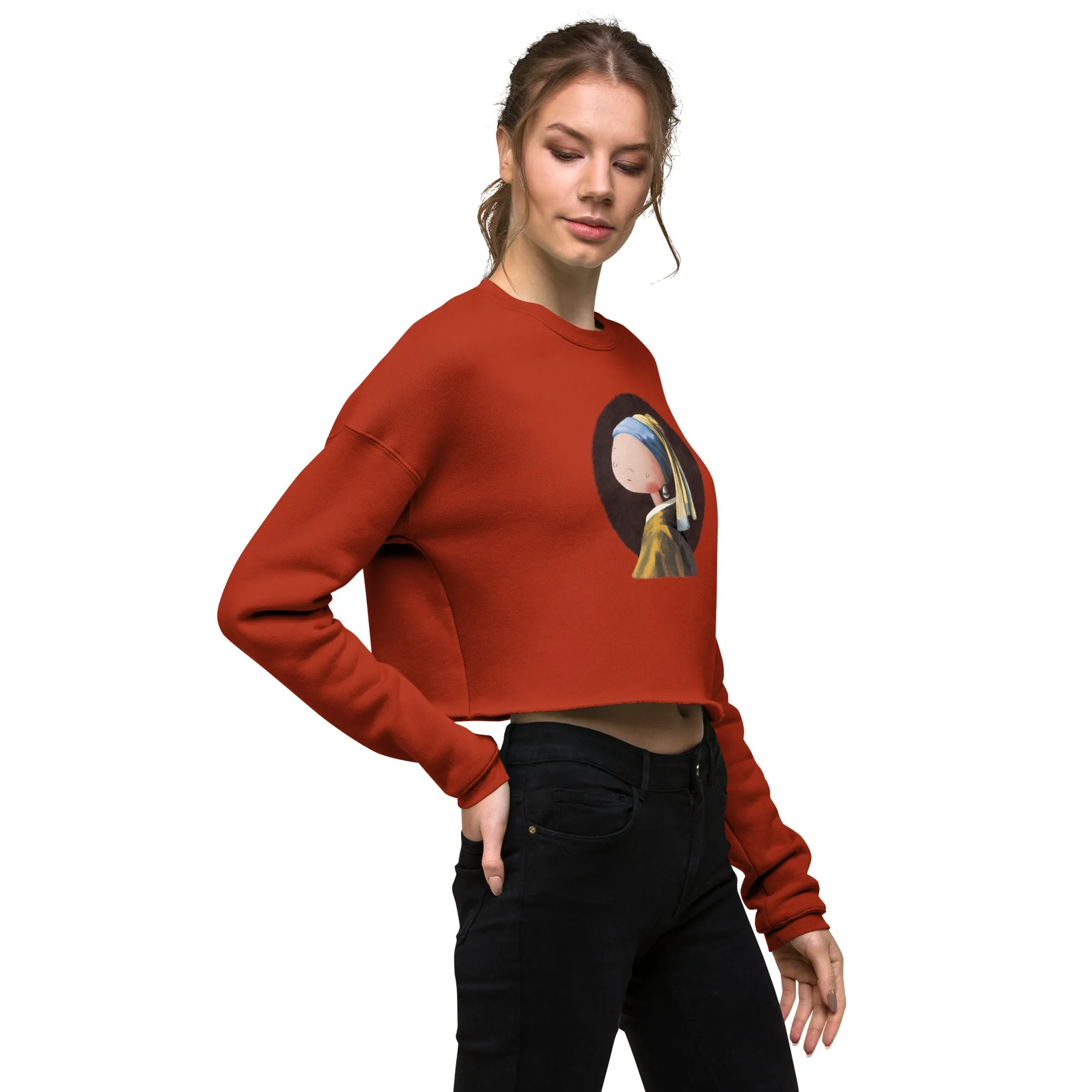 PEARL EARRINGS Women's Crop Sweatshirt