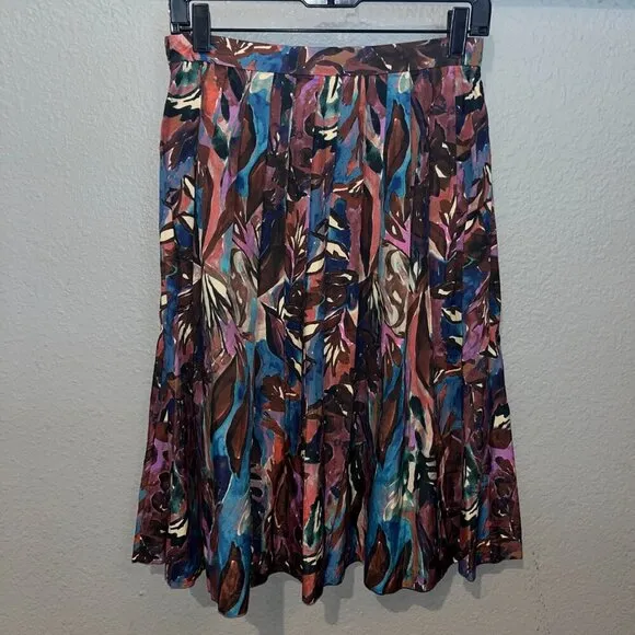 PERUVIAN CONNECTION SABIRA SKIRT Jewel Color Botanicals Pleated Full Pockets - 2