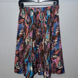PERUVIAN CONNECTION SABIRA SKIRT Jewel Color Botanicals Pleated Full Pockets - 2
