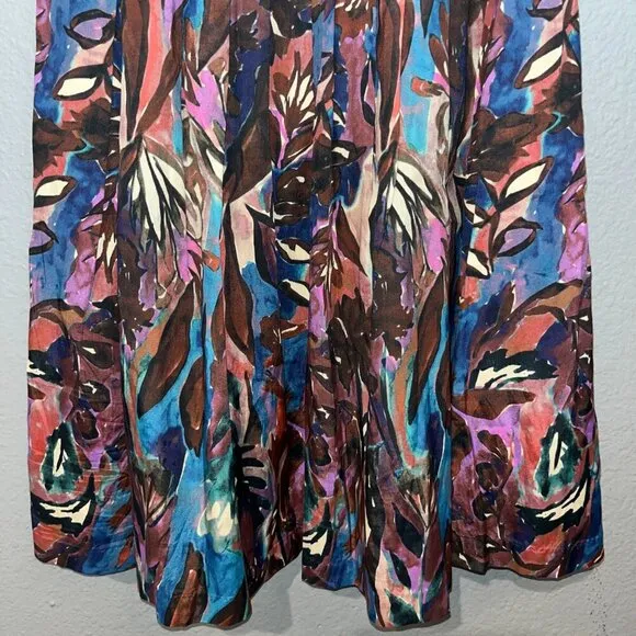 PERUVIAN CONNECTION SABIRA SKIRT Jewel Color Botanicals Pleated Full Pockets - 2